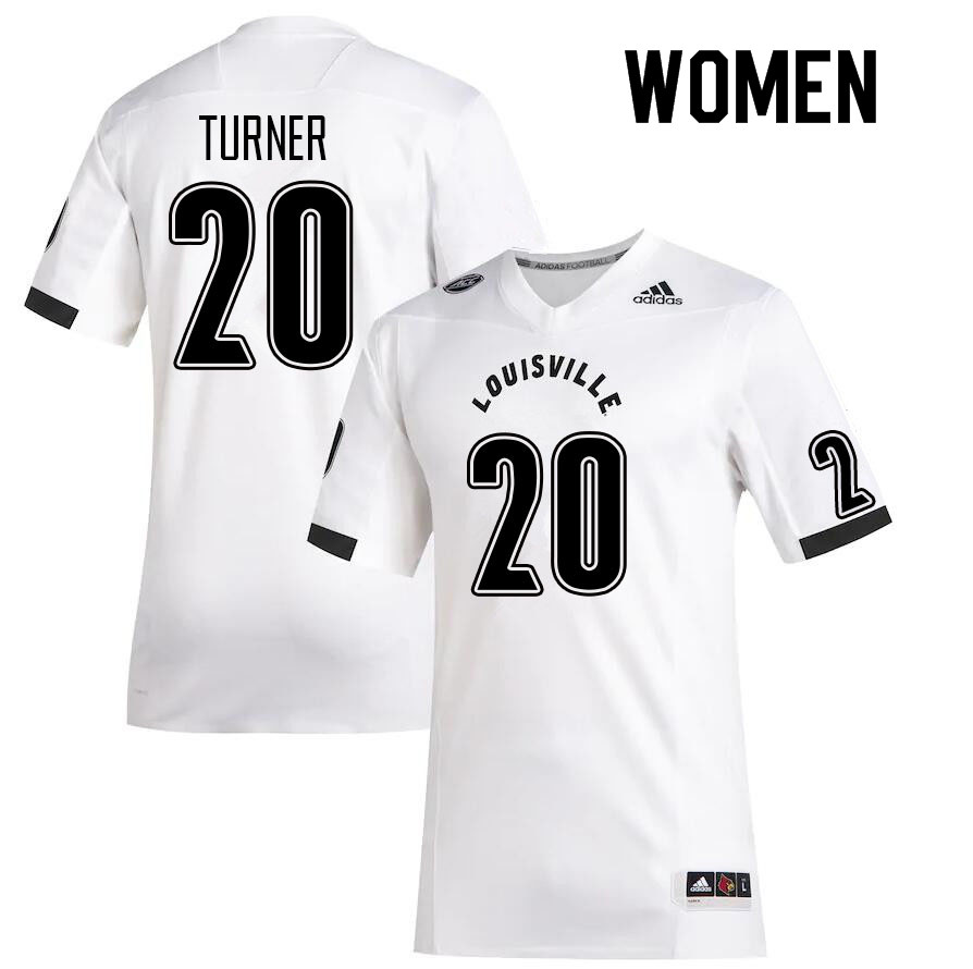 Women #20 Maurice Turner Louisville Cardinals College Football Jerseys Sale-White - Click Image to Close